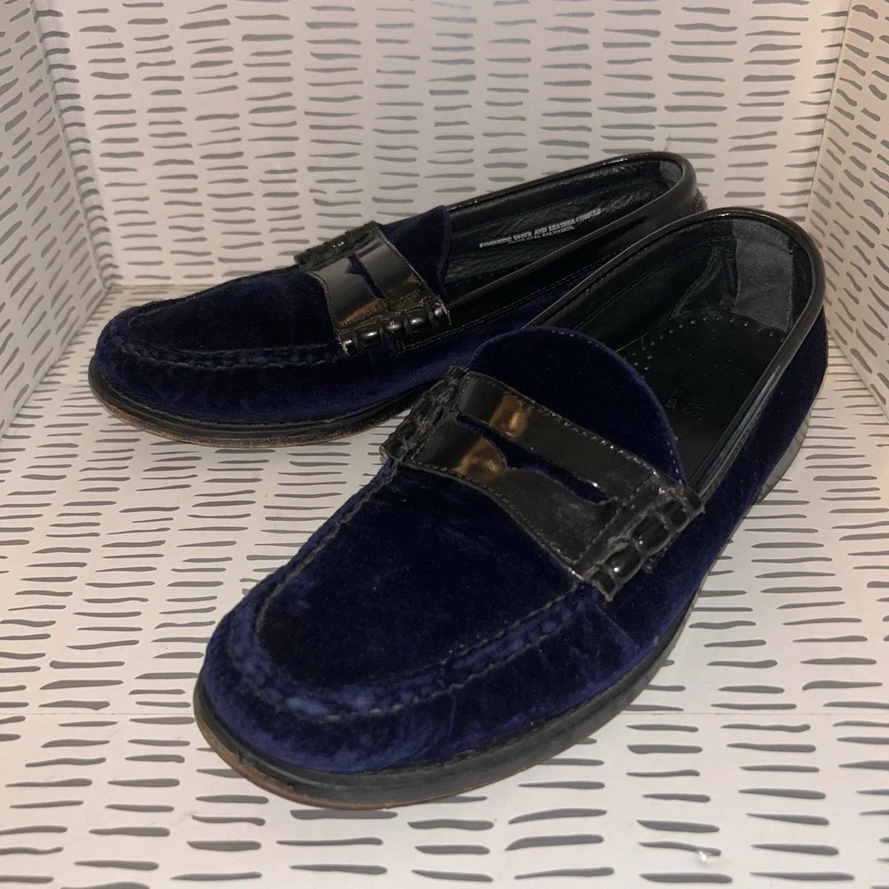GH BASS WEEJUNS LARSON Men 9‎ D Blue Velvet Slip On Penny Loafer Shoes